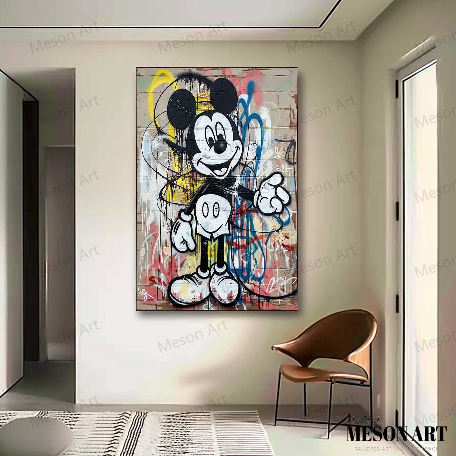 Kids Room Cartoon Wall Art for Sale Funny Mickey Graffiti Art Colorful Mickey Mouse Graffiti Street Painting