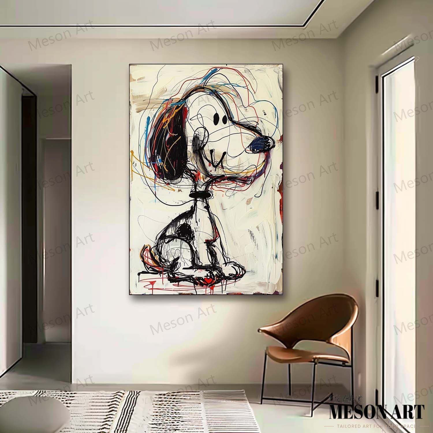 Snoopy Graffiti Art Children's Room Snoopy Canvas Wall Art for Sale Colorful Snoopy Graffiti Street Oil Painting