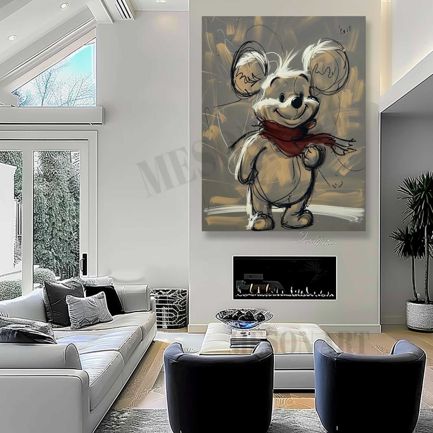 Winnie the Pooh Portrait Art for Sale Winnie the Pooh Canvas Wall Art Winnie the Pooh Paintings