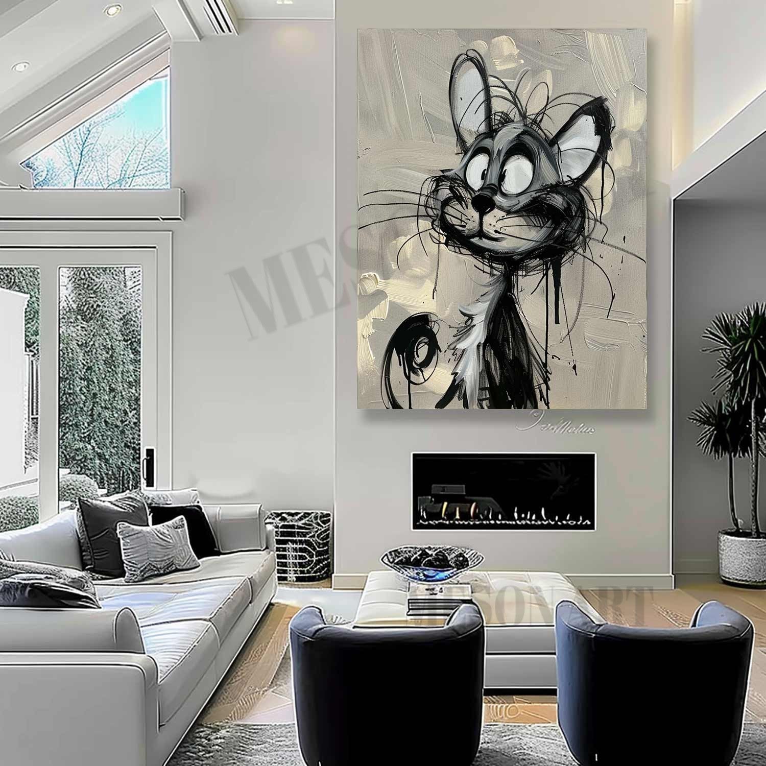 Tom Cat Pop Art for Sale Tom Cat Portrait Pop Canvas Wall Art Cat Minimalist Painting