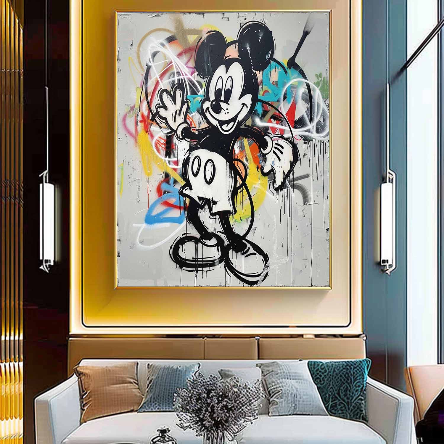 Mickey Mouse Graffiti Canvas Art for Sale Mickey Mouse Graffiti Street Painting Mickey Mouse Kids Room Wall Art