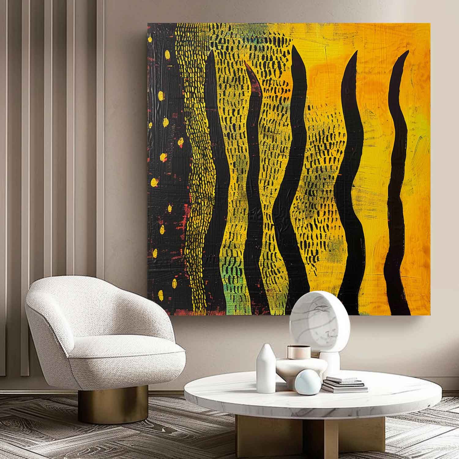 Gold and Black Abstract Art for Sale Wabi Sabi Art Gold and Black Minimalist Oil Painting on Canvas