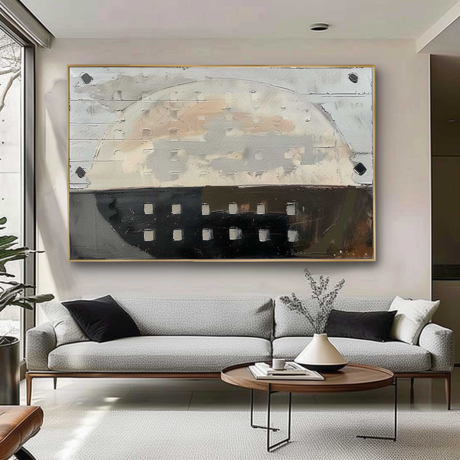 Large Neutral Minimalist Art for Sale Wabi Sabi Art Neutral Abstract Canvas Wall Decor Hanging Painting