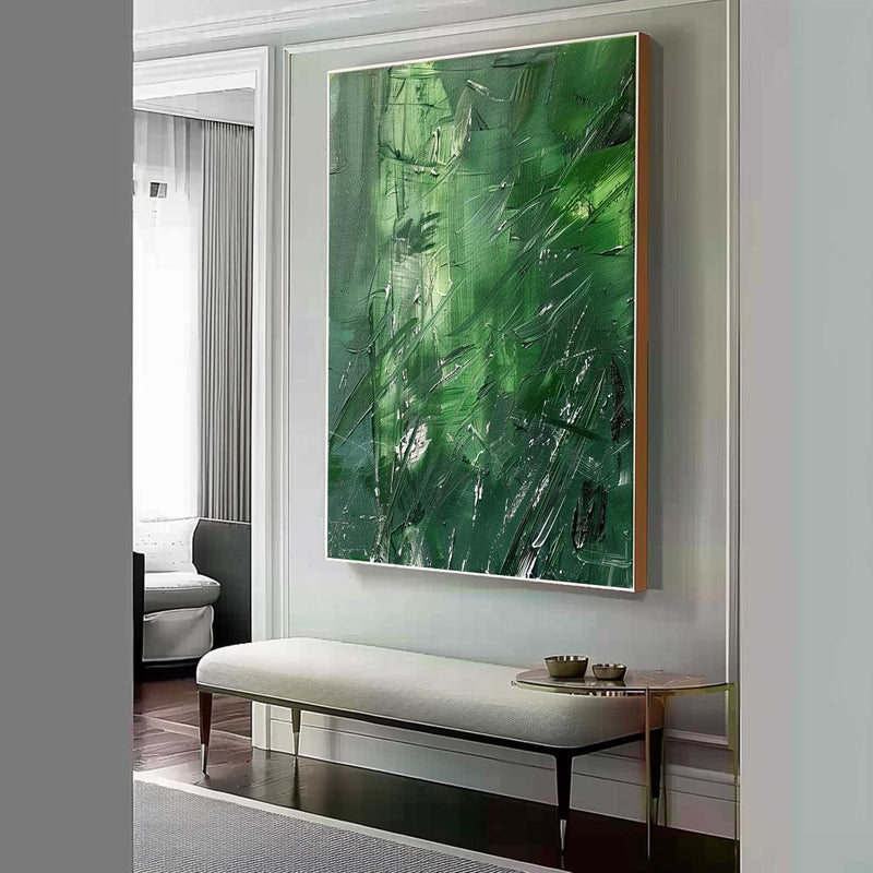 Large Green Abstract Textured Canvas Art for Sale Green Contemporary Abstract Wall Decor Hanging Painting