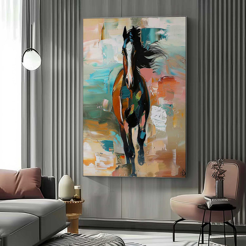 Large Running Horse Oil Painting on Canvas Horse Oil Painting for Sale Palette Horse Wall Art Decor