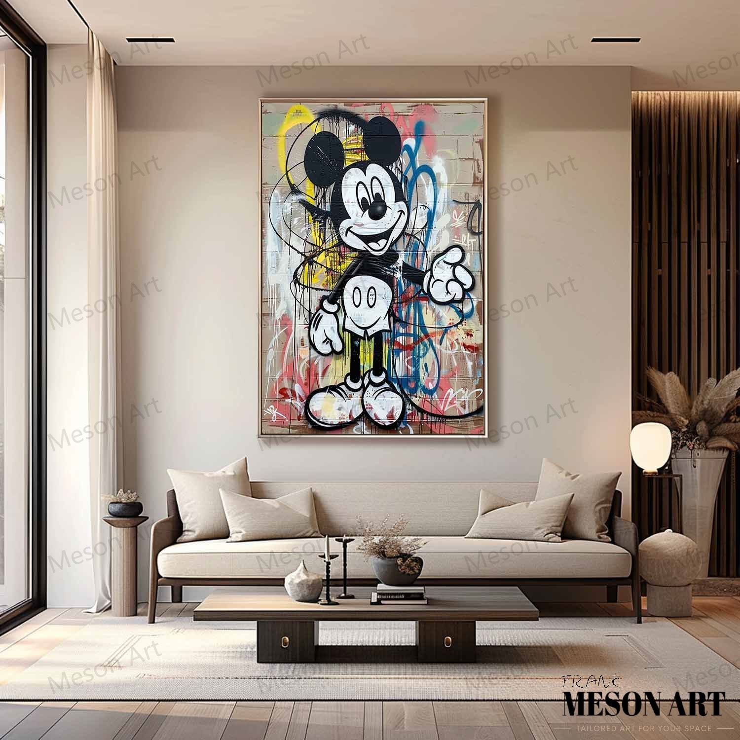 Kids Room Cartoon Wall Art for Sale Funny Mickey Graffiti Art Colorful Mickey Mouse Graffiti Street Painting