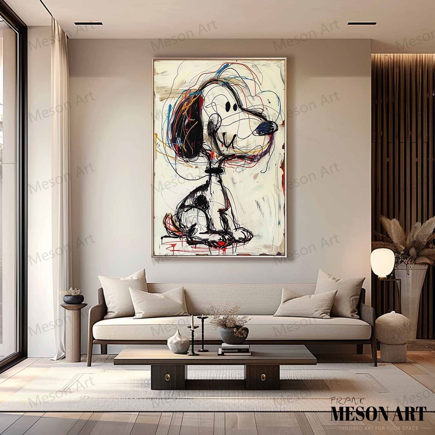 Snoopy Graffiti Art Children's Room Snoopy Canvas Wall Art for Sale Colorful Snoopy Graffiti Street Oil Painting