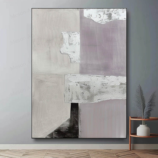 Purple and Gray Texture Abstract Art Purple and Painting Minimalist Texture Canvas Wall Art Decoration
