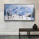 3D Snow Mountain Ski Resort Texture Painting Snow Mountain Ski Resort Texture Canvas Wall Art Decoration Hanging Painting