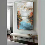 Lakeside Abstract Landscape Art for Sale Lakeside Abstract Landscape Canvas Wall Painting