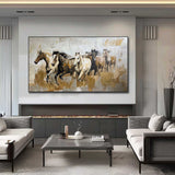 Large Horses Running on the Grassland Living Room Wall Decor Art Horses Running on the Grassland Oil Painting