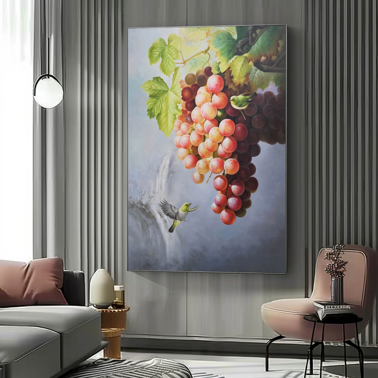 Large Hyperrealistic Grape Oil Painting Realistic Grape Canvas Wall Art Realistic Grape Landscape Art Decoration