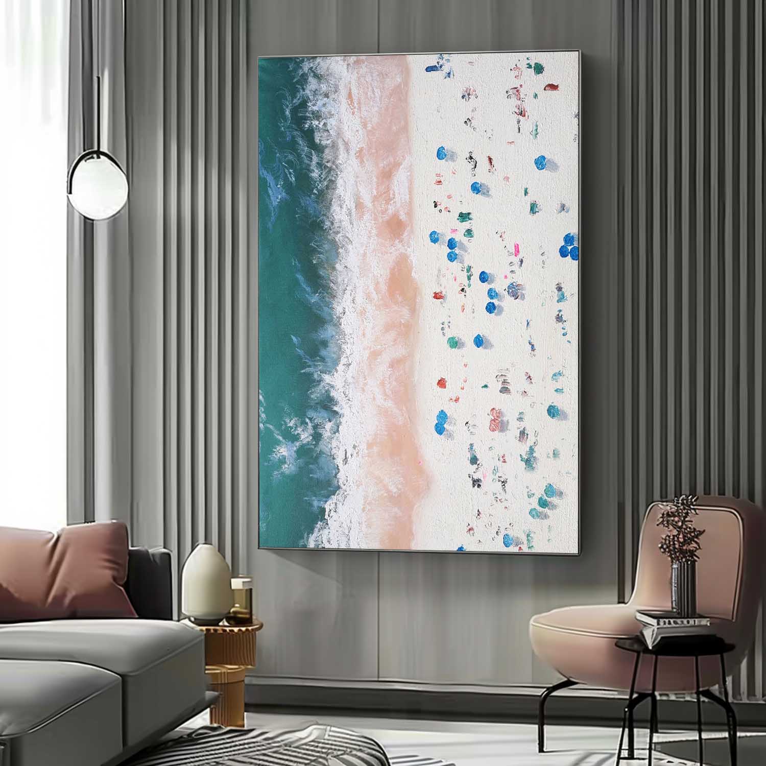 White Beach Wall Art White Coast Theme Oil Painting Wave Beach Abstract Canvas Texture Wall Art