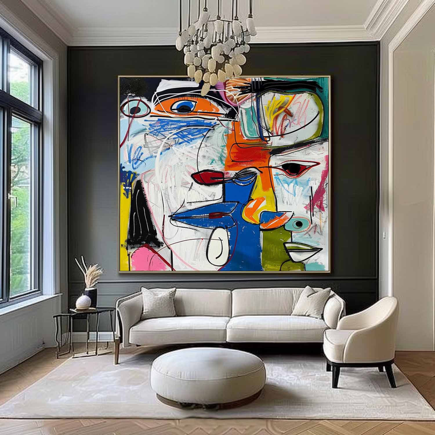 Colorful Graffiti Abstract Art Portrait Graffiti Abstract Art for Sale Picasso Style Abstract Wall Art