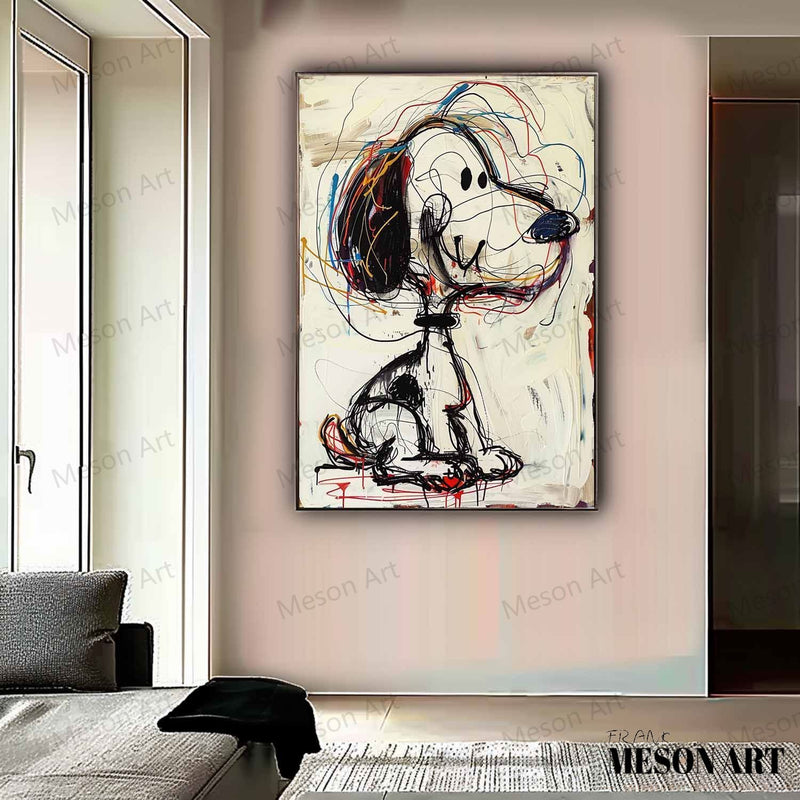 Snoopy Graffiti Art Children's Room Snoopy Canvas Wall Art for Sale Colorful Snoopy Graffiti Street Oil Painting