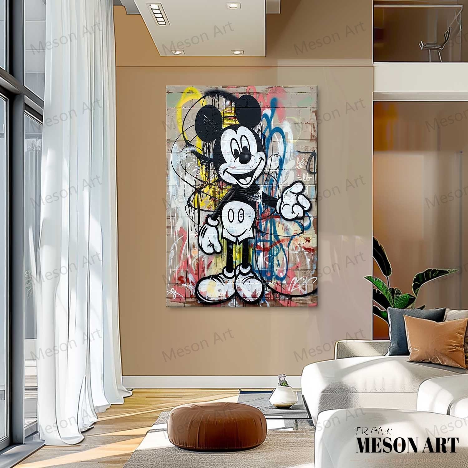 Kids Room Cartoon Wall Art for Sale Funny Mickey Graffiti Art Colorful Mickey Mouse Graffiti Street Painting