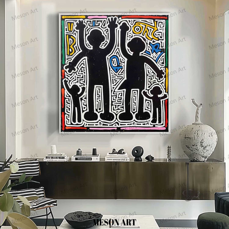 Keith Haring Style Art for Sale Abstract Canvas Wall Art Decor for a Family Special Home Gifts