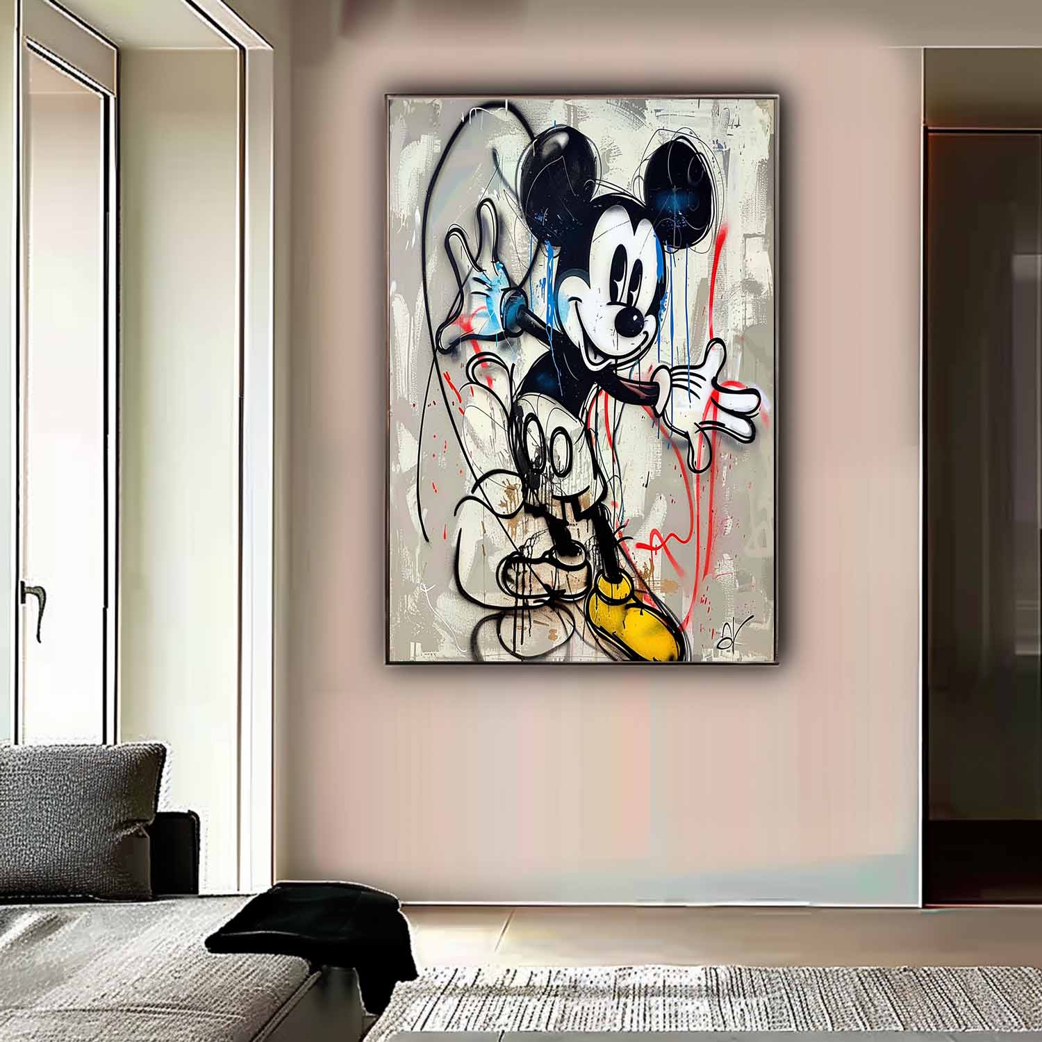 Fun Mickey Mouse Graffiti Art Kids Room Mickey Wall Art for Sale Colorful Mickey Mouse Graffiti Art on Canvas