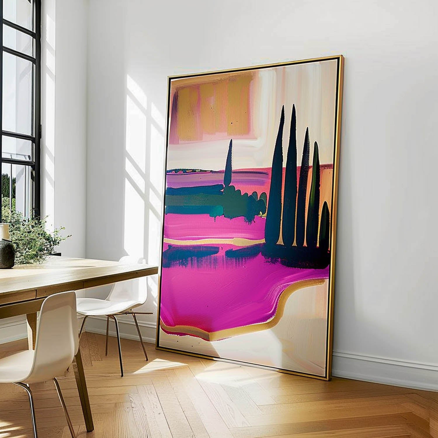 Large Pink Scenery Abstract Art for Sale Pink Scenery Canvas Wall Art Palette Scenery Abstract Art