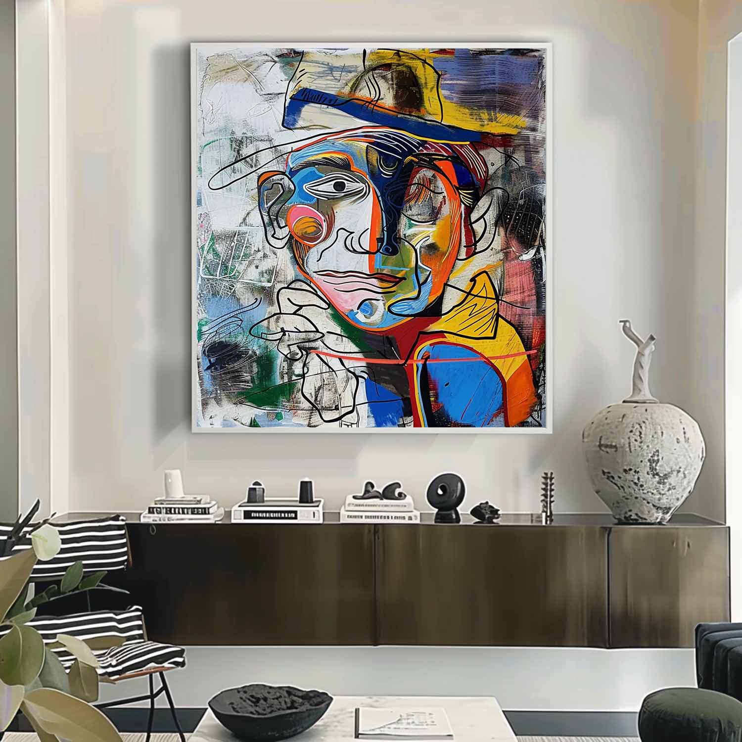 Colorful Abstract Face Art Picasso Style Oil Painting Modern Graffiti Abstract Canvas Art for Sale