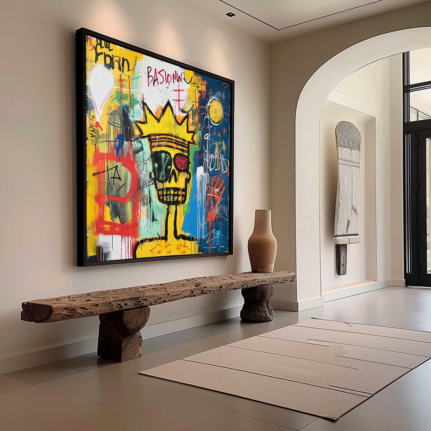 Basquiat Abstract Art for Sale Modern Expressionist Art Cool Skull Graffiti Canvas Wall Art Graffiti Street Abstract Art