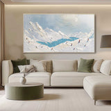 Large Glacial Lake Texture Painting Glacial Lake Canvas Wall Art Plaster Canvas Art for Sale