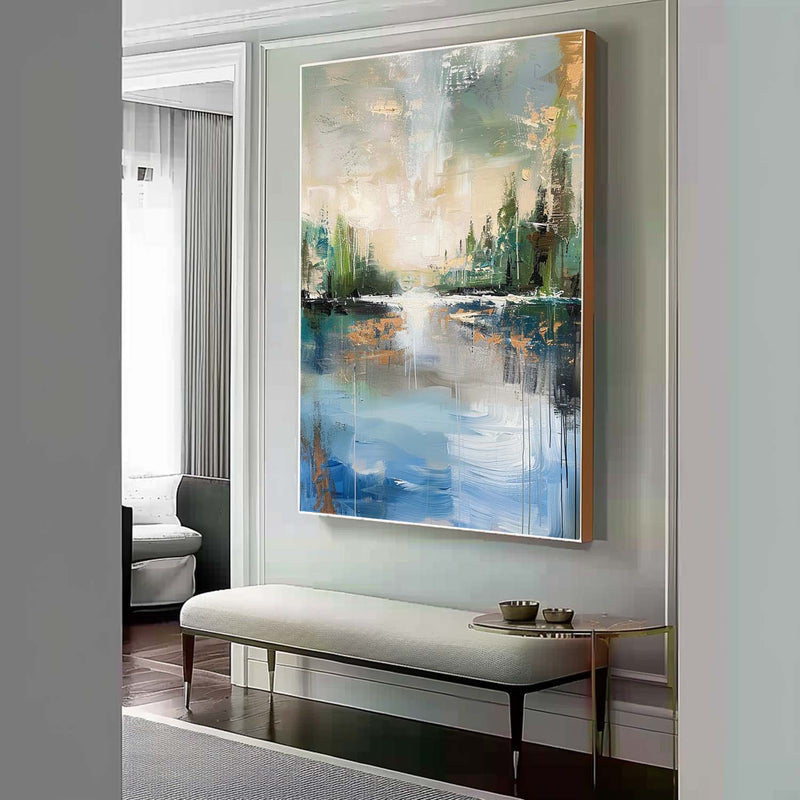 Lakeside Sunset Abstract Landscape Art for Sale Lakeside Sunset Abstract Landscape Canvas Wall Painting