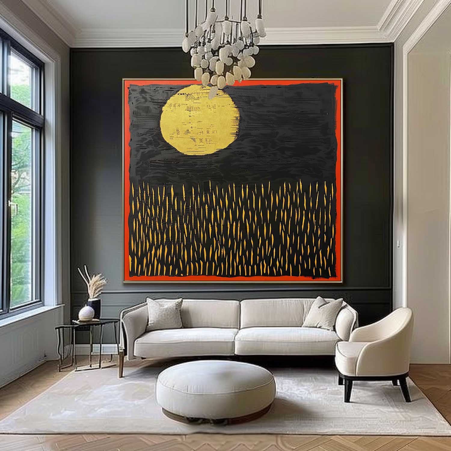 Gold and Black Minimalist Canvas Wall Art Wabi Sabi Art Gold and Black Abstract Oil Paintings for Sale