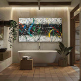 Large Colorful Abstract Canvas Wall Art Decor Modern Pollock Paintings For Sale