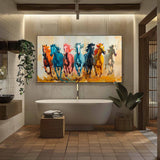 Large Colorful Running Horses Oil Painting Living Room Colorful Horses Canvas Wall Art for Sale