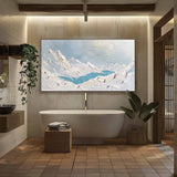 Large Glacial Lake Texture Painting Glacial Lake Canvas Wall Art Plaster Canvas Art for Sale