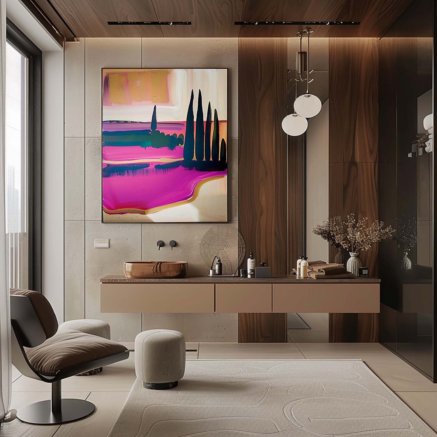 Large Pink Scenery Abstract Art for Sale Pink Scenery Canvas Wall Art Palette Scenery Abstract Art