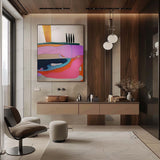 Pink Landscape Abstract Oil Painting Palette Abstract Landscape Canvas Wall Art Decor Landscape Abstract Hanging Painting