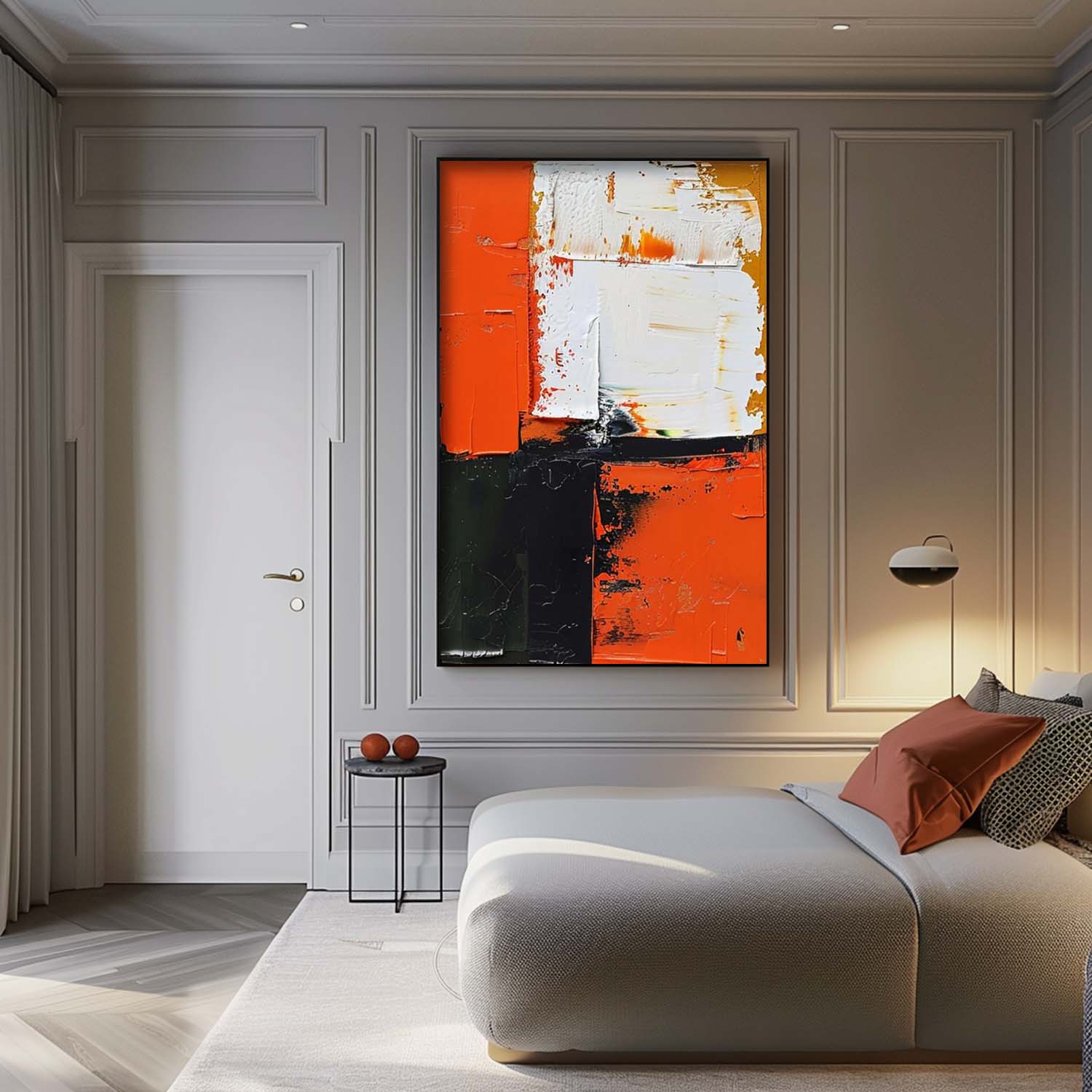 Large Orange and Black Texture Painting Orange and Black Abstract Art for Sale Orange and Black Canvas Wall Art