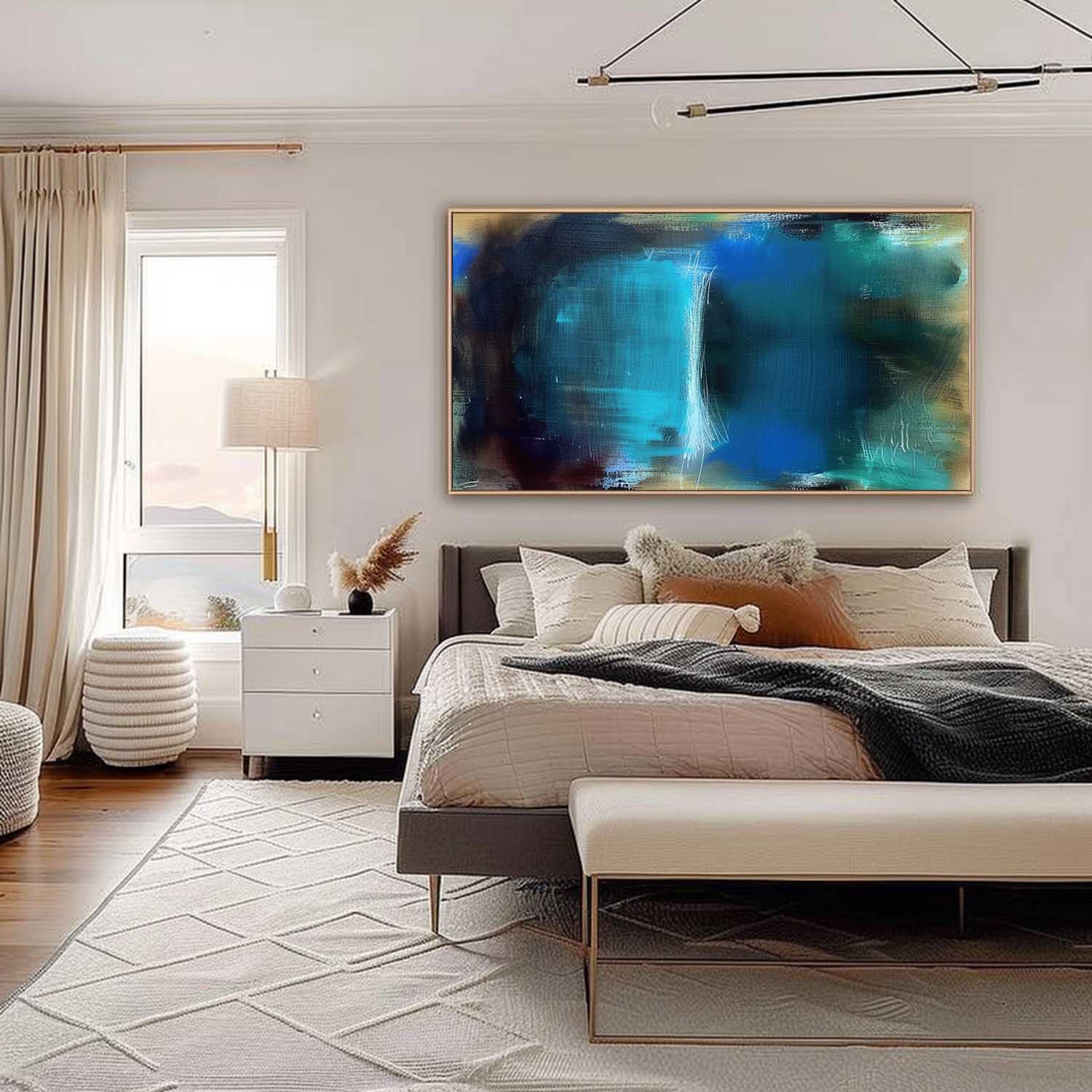 Large Blue Abstract Art Modern Blue Abstract Canvas Wall Decor Painting Blue Oil Paintings