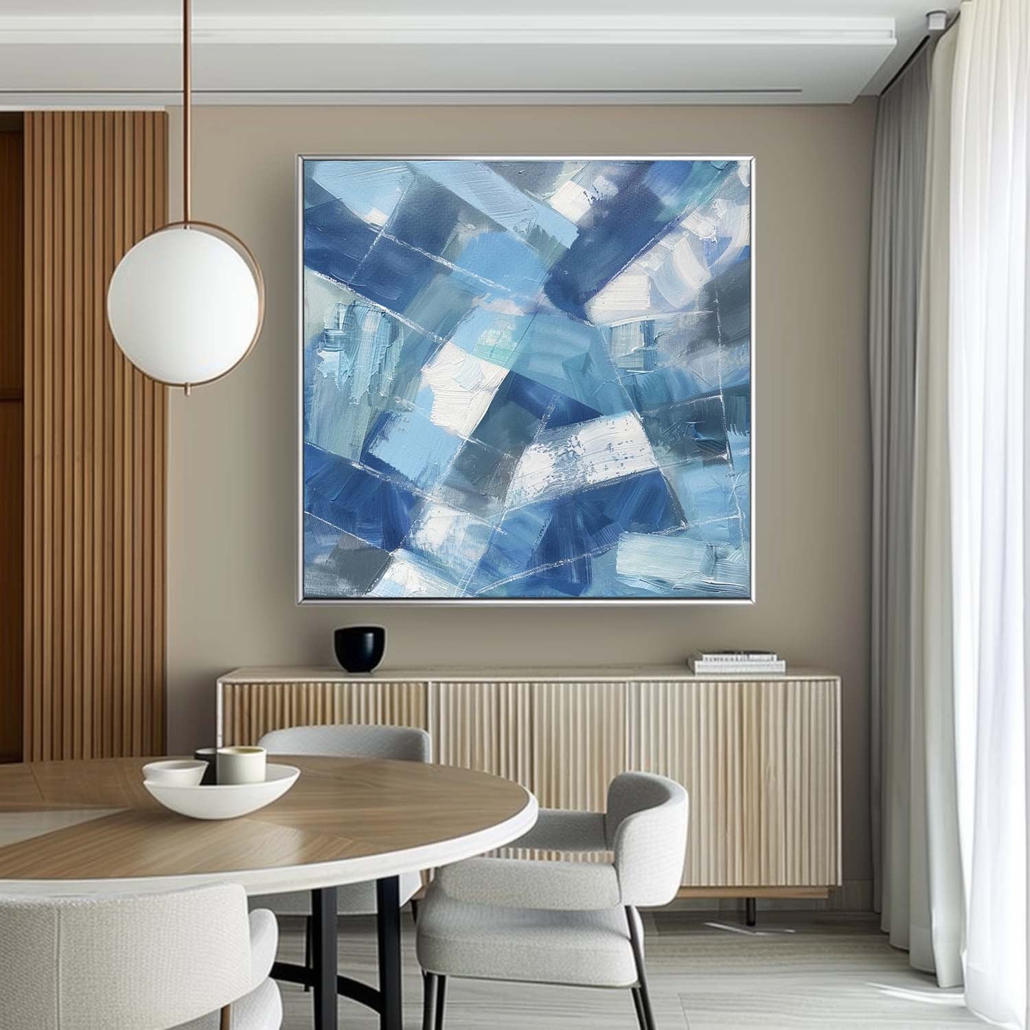 Blue Abstract Canvas Wall Art Light Blue and White Abstract Art Decor Light Blue and White Paintings