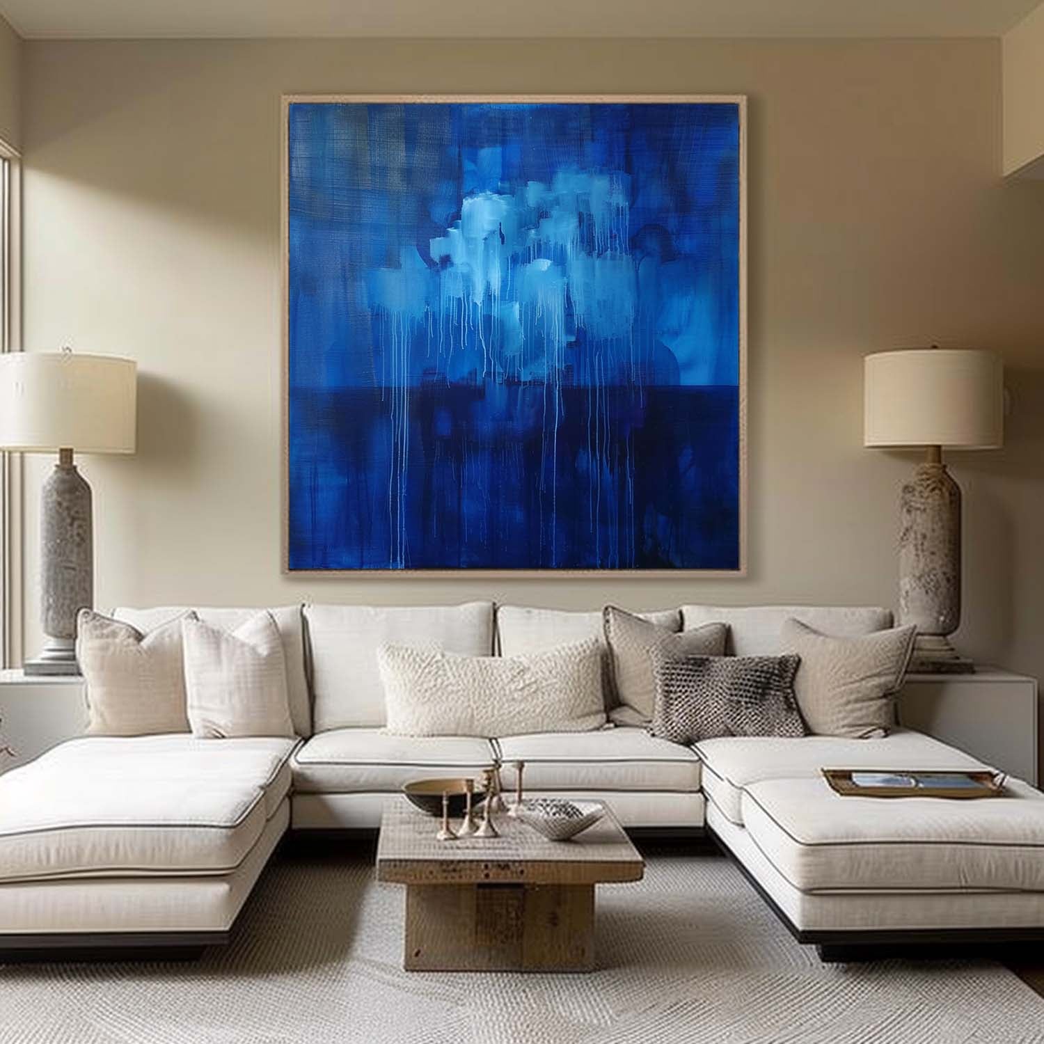 30*30 Deep Blue Sea Abstract Canvas Wall Art Decor Deep Blue Sea Abstract Art For Sale Deep Blue Abstract Paintings