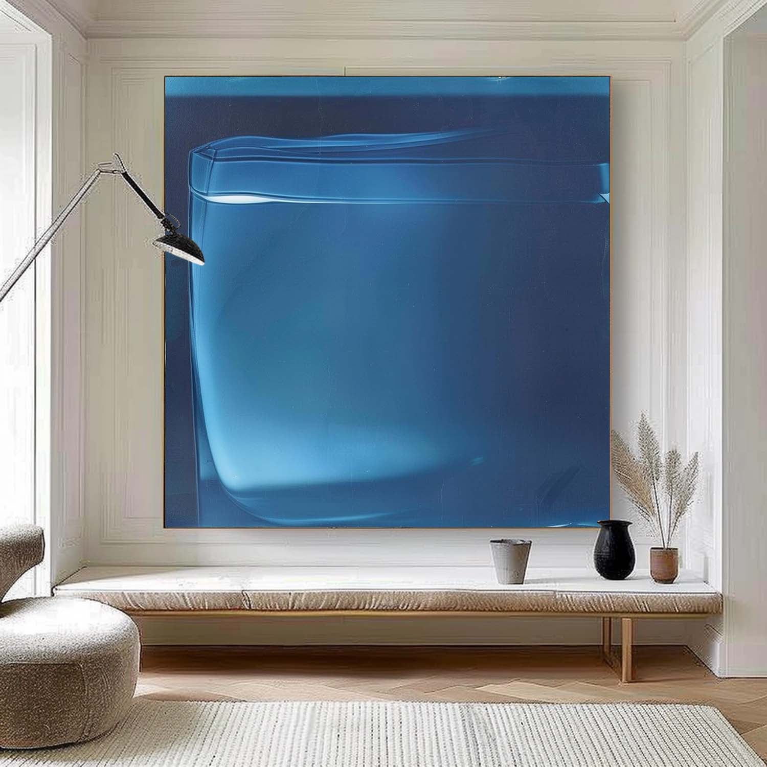 72*72 Light Blue Abstract Oil Paintings Light Blue Abstract Art Canvas Light Blue Abstract Wall Art Decor