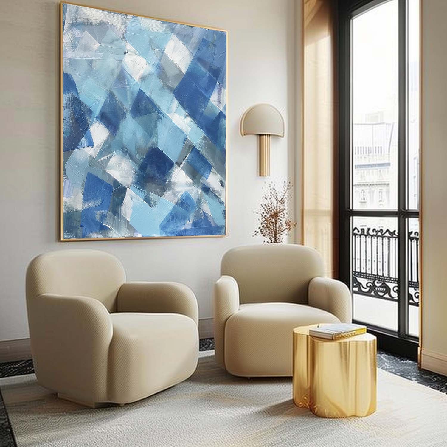 Light Blue and White Abstract Art Light Blue and White Paintings Blue Abstract Canvas Wall Art Decor