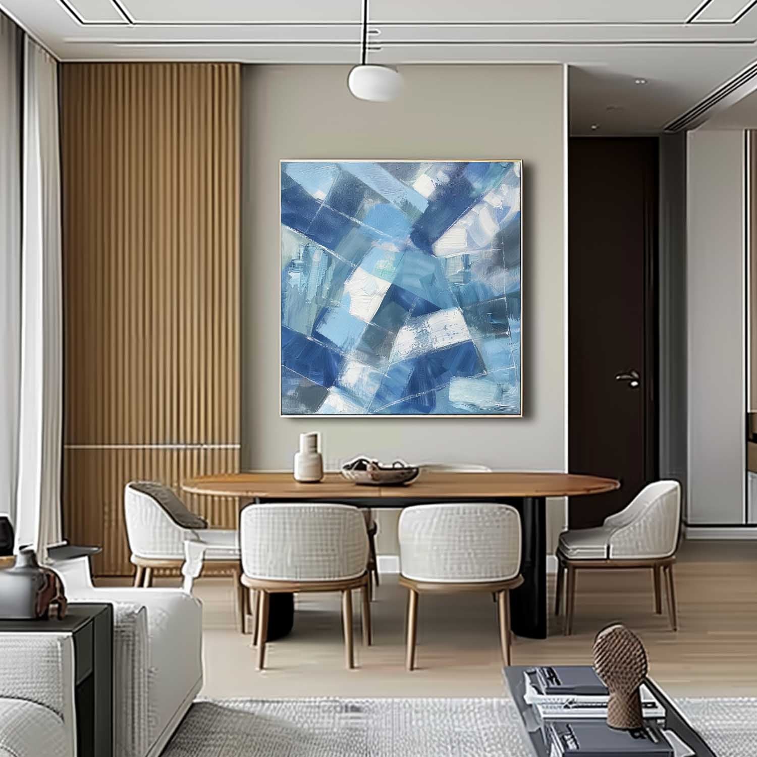 Blue Abstract Canvas Wall Art Light Blue and White Abstract Art Decor Light Blue and White Paintings