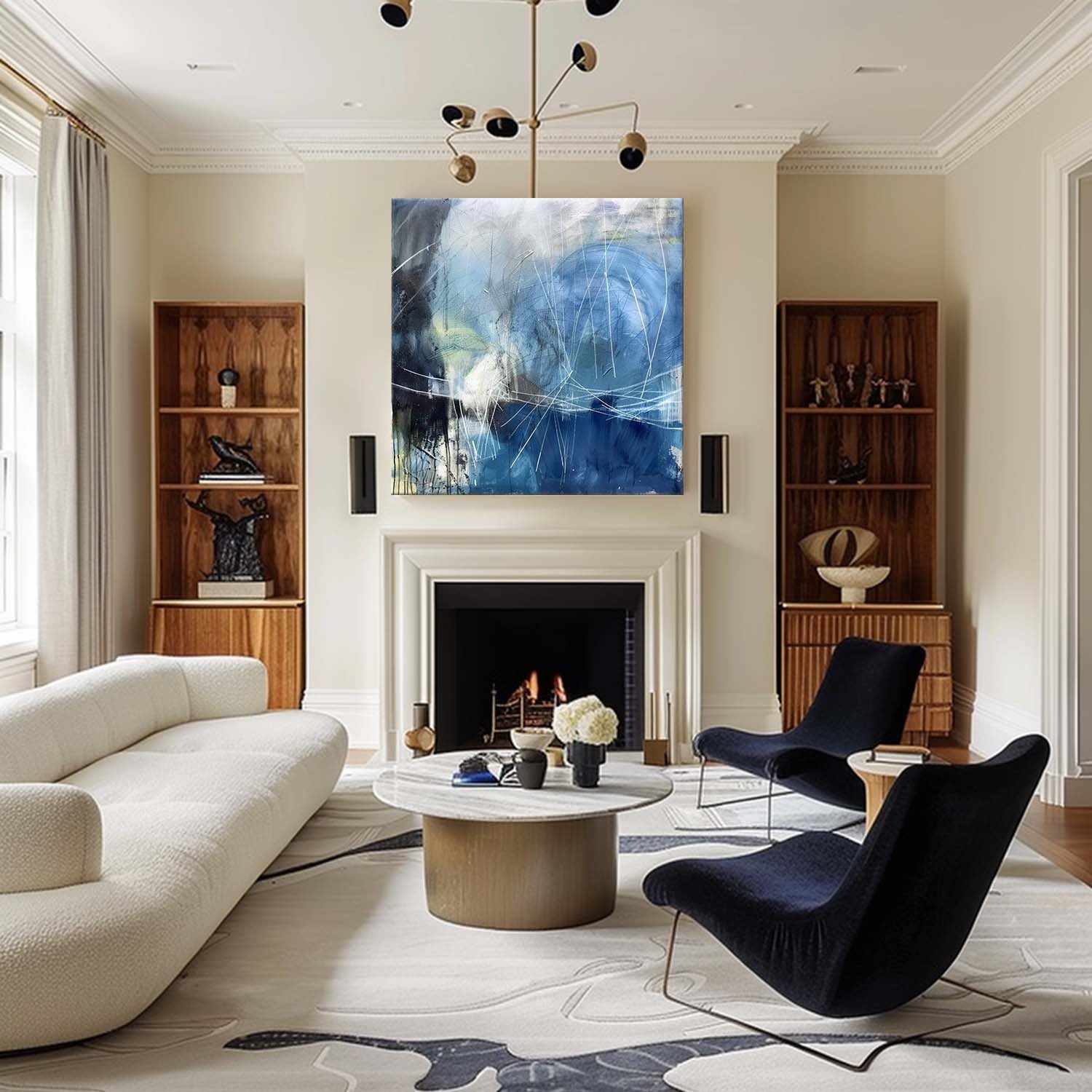 60*60 Light Blue Abstract Oil Painting Blue Abstract Art Canvas Light Blue Abstract Wall Art Decor