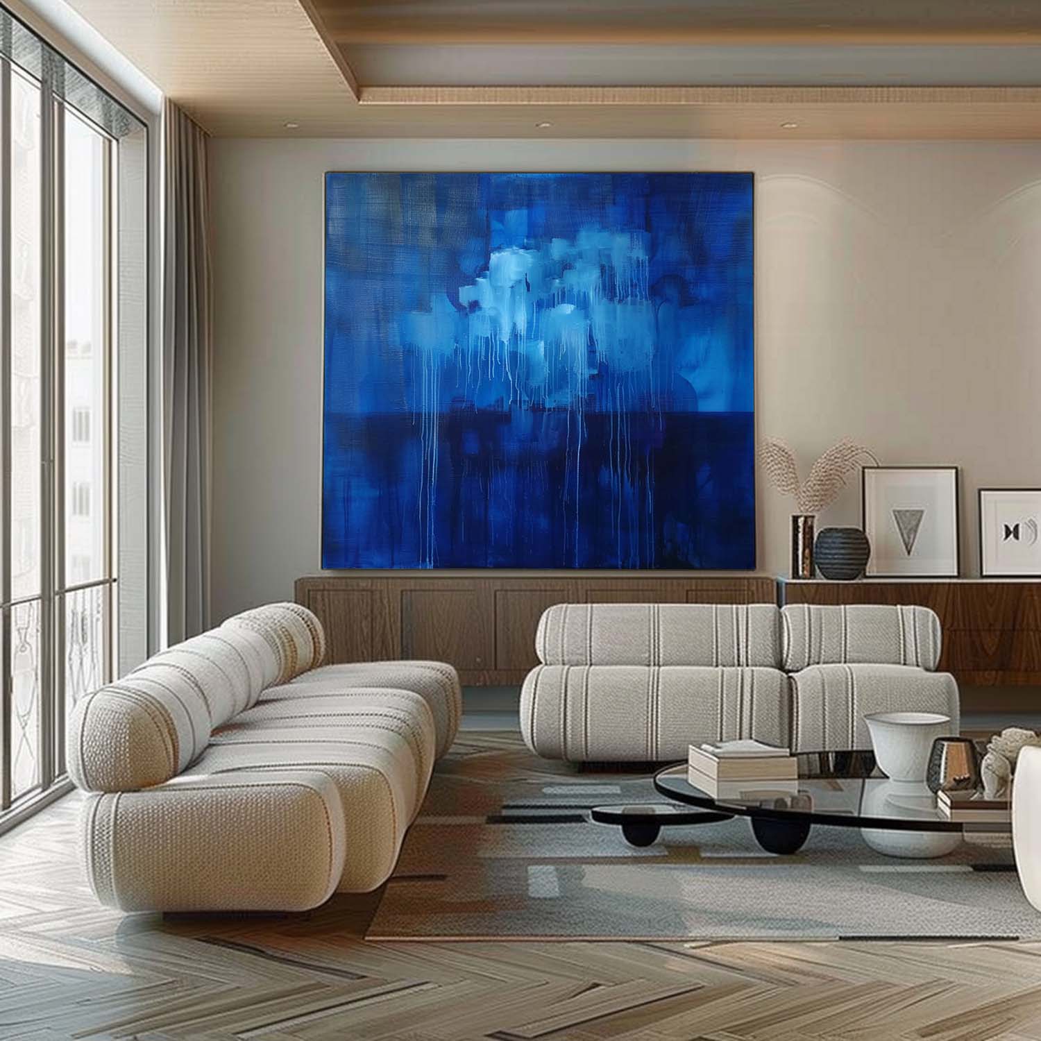 30*30 Deep Blue Sea Abstract Canvas Wall Art Decor Deep Blue Sea Abstract Art For Sale Deep Blue Abstract Paintings