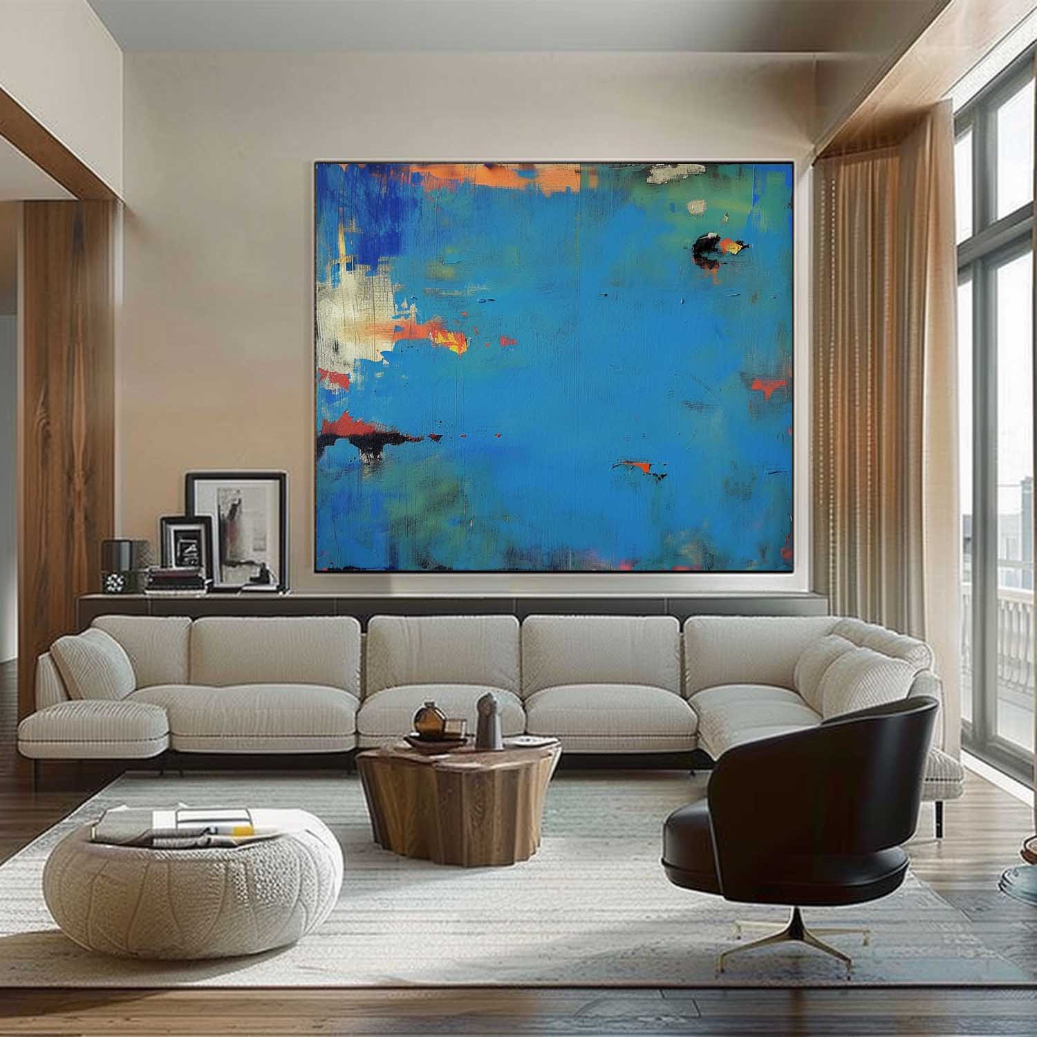 64*48 Deep Blue Sea Abstract Art For Sale Deep Blue Sea Abstract Canvas Wall Art Decor Deep Blue Abstract Paintings