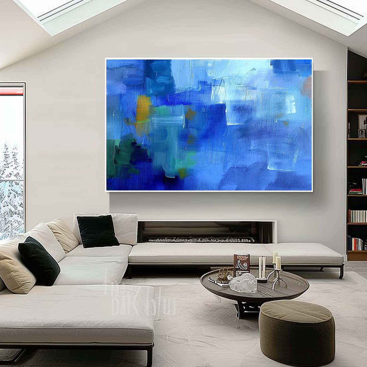 72*72 Light Blue Abstract Oil Painting Blue Abstract Art Light Blue Abstract Canvas Wall Art Decor