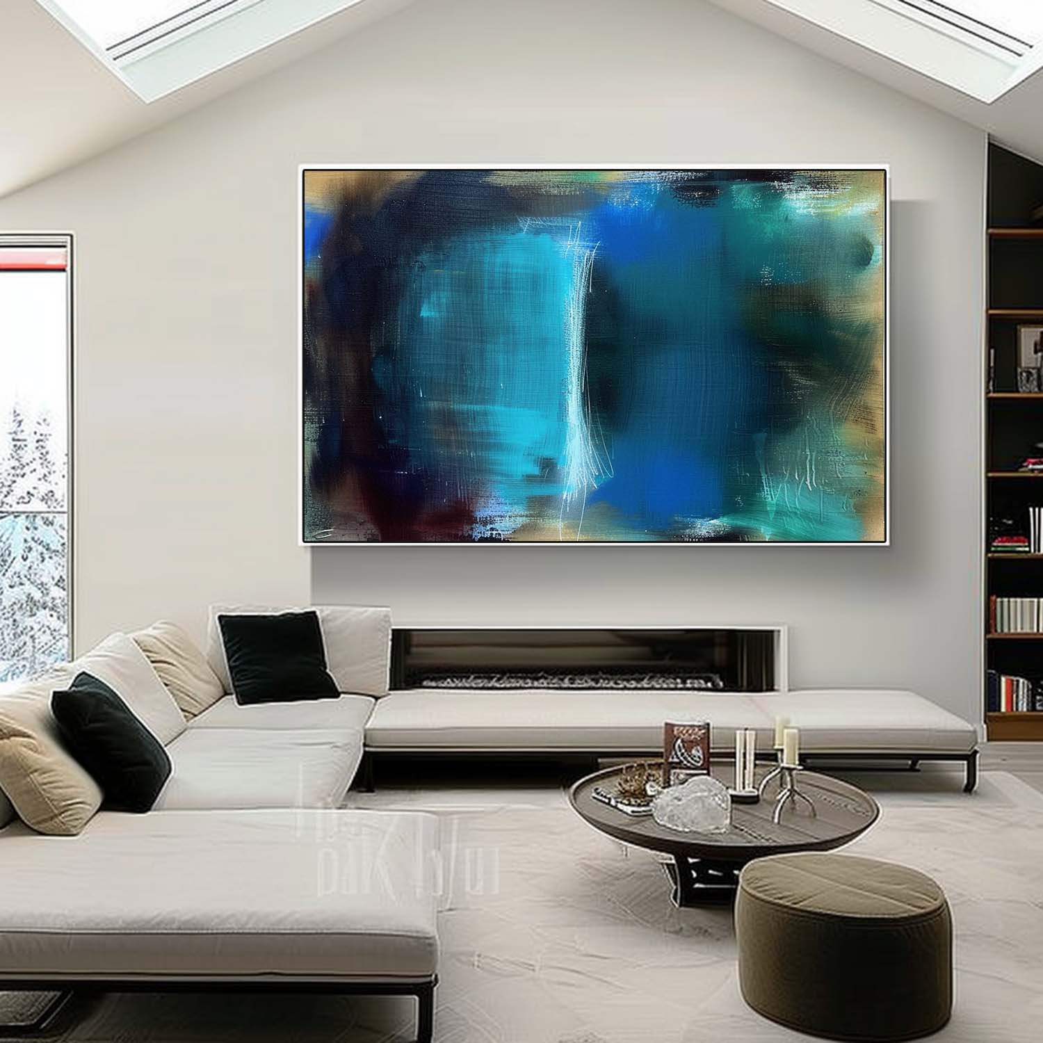 Large Blue Abstract Art Modern Blue Abstract Canvas Wall Decor Painting Blue Oil Paintings