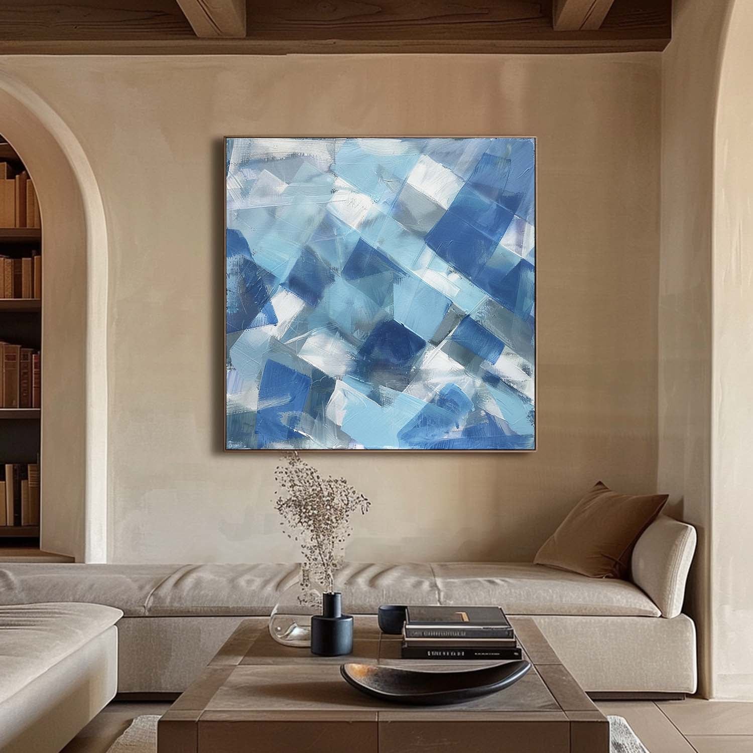 Light Blue and White Abstract Art Light Blue and White Paintings Blue Abstract Canvas Wall Art Decor