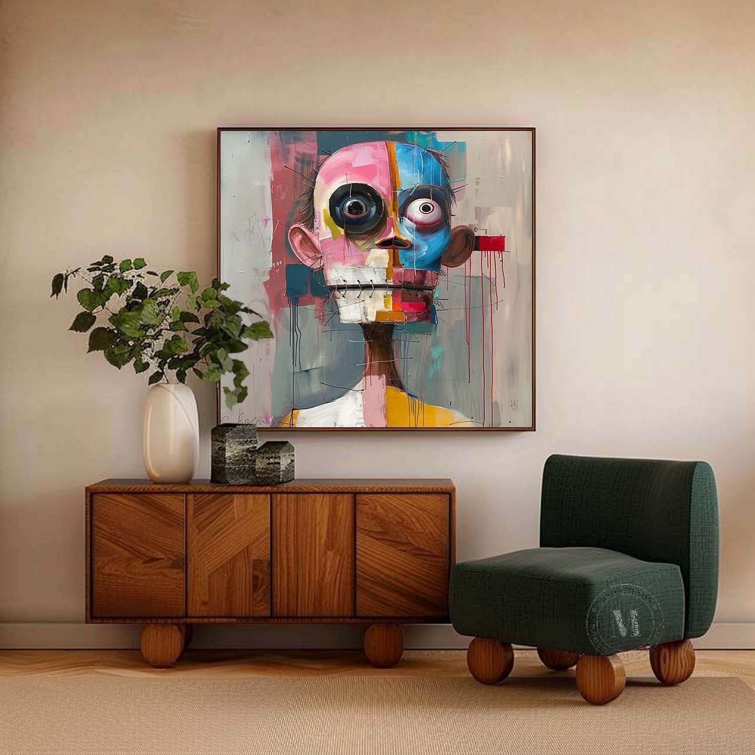 Contemporary Portrait Pop Canvas Art Pop Portrait Painting Male Portrait Abstract Art for Sale