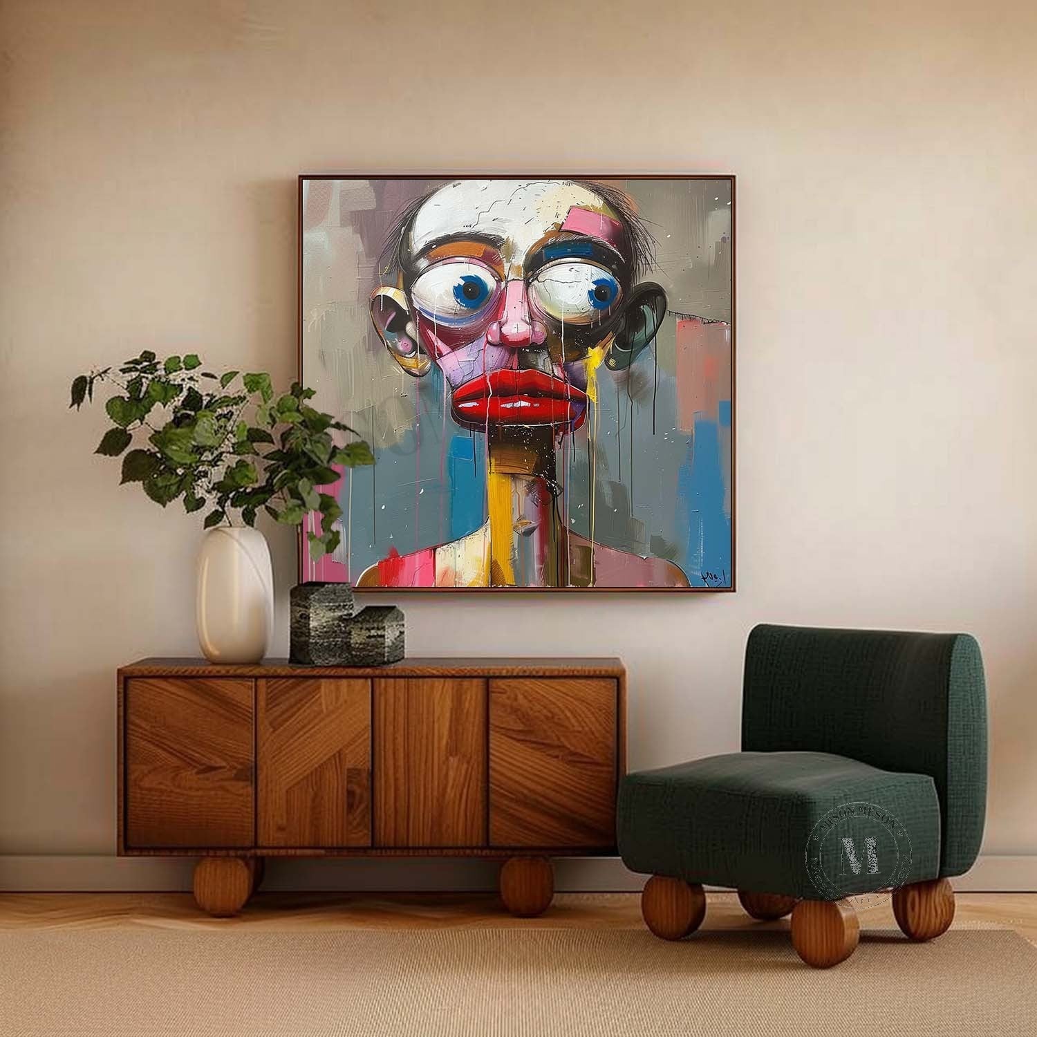 Modern Portrait Pop Canvas Art Pop Portrait Painting Male Portrait Abstract Art for Sale