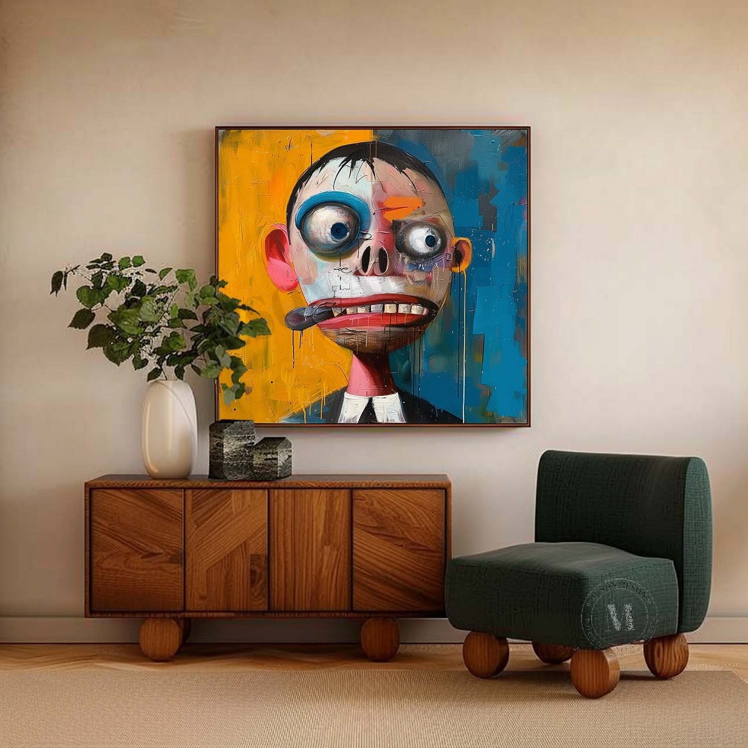 Modern Portrait Abstract Canvas Art Cool Pop Portrait Painting Male Portrait Art For Sale