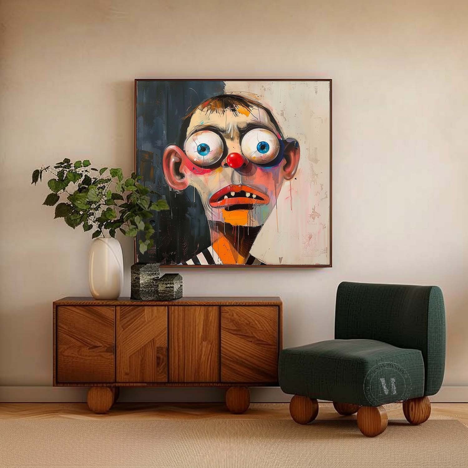 Modern Cool Portrait Abstract Canvas Art Male Pop Portrait Painting Male Portrait Art for Sale